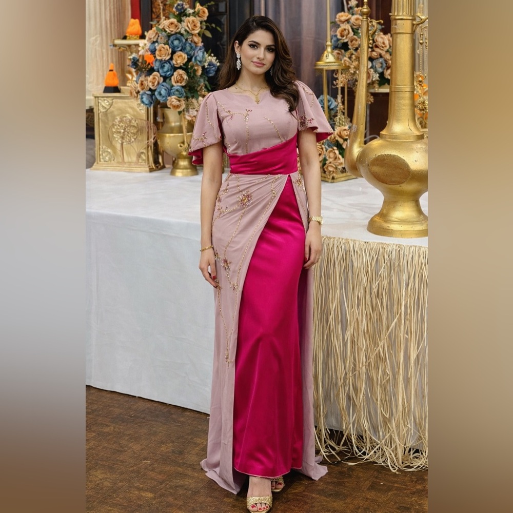 Elegant Pink Embellished Dress